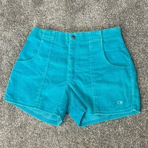 OP Women's High Waist Turquoise Corduroy Shorts